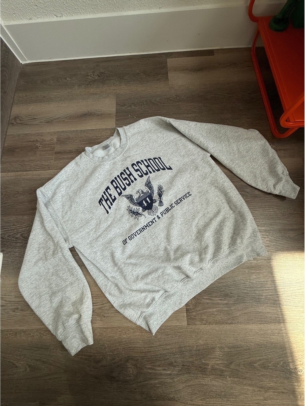 Gray Crewneck Sweatshirt The Bush School of Government & Public Service Medium-L